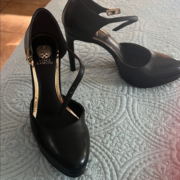 Vince Camuto Black Leather Heels - Picture 1 of 16